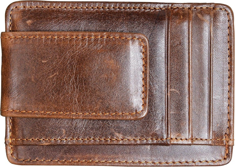 HOPSOOKEN Money Clip RFID Front Pocket Wallet Men Leather Slim Minimalist Wallet - Image 1